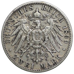 Germany, Württemberg, Wilhelm II, 2 marks 1899 F, Stuttgart