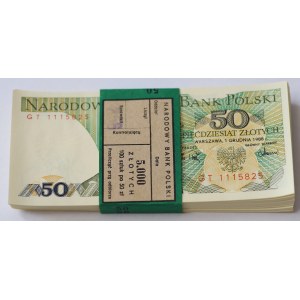 50 zloty 1988, série GT, set de 100 pièces - BANK PACKAGE