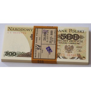 500 zloty 1982, série CS, ensemble de 100 pièces - PACZKA BANKOWA, série rare !
