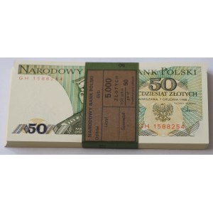 50 zloty 1988, série GH, set de 100 pièces - BANK PACKAGE