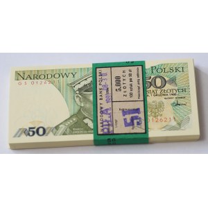 50 zloty 1988, série GS, set de 100 pièces - BANK PACKAGE