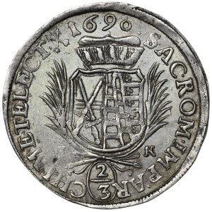 Nemecko, Sasko, Ján Juraj III, 2/3 toliarov (Gulden), 1690, Drážďany