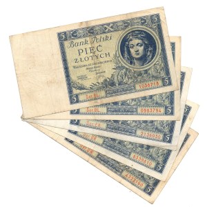 5 Złotych 1930, zestaw 5 sztuk