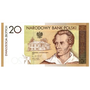20 złotych 2009, Juliusz Słowacki - niższy numer 0003705