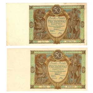 50 zlotých 1929, séria EJ/ EO - sada 2 kusov