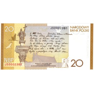 20 gold 2009, Juliusz Słowacki - in issue folder, low number 0002381