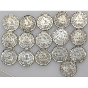 1/2 marki 1915, 1906 - zestaw 16 sztuk