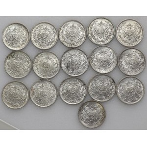 1/2 marki 1915, 1906 - zestaw 16 sztuk