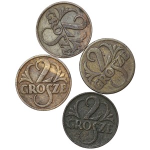 2 grosze 1923, 1925, 1927, 1928 - zestaw 4 sztuk