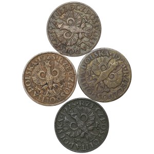 2 grosze 1923, 1925, 1927, 1928 - zestaw 4 sztuk