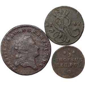 Stanislaw August Poniatowski, set of 3 copper coins