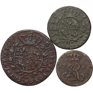 Stanislaw August Poniatowski, set of 3 copper coins