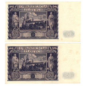 20 zlotých 1936, séria CZ - sada 2 kusov