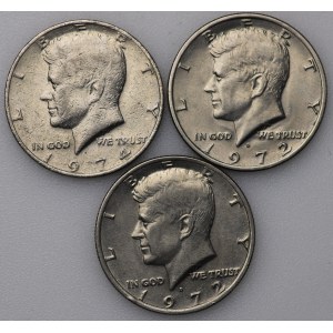 USA, 1/2 dolara 1972/1974 - zestaw 3 sztuk