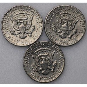 USA, 1/2 dolara 1972/1974 - zestaw 3 sztuk