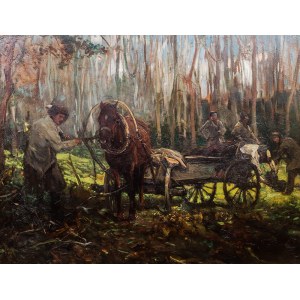 Alfred Wierusz-Kowalski (1849 Suwałki - 1915 Monachium), Praca w lesie, ok. 1905 r.