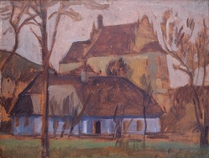 Stanisław Czajkowski (1878 Warszawa - 1954 Sandomierz), Fragment Kazimierza z widokiem na Farę, ok. 1929 r.