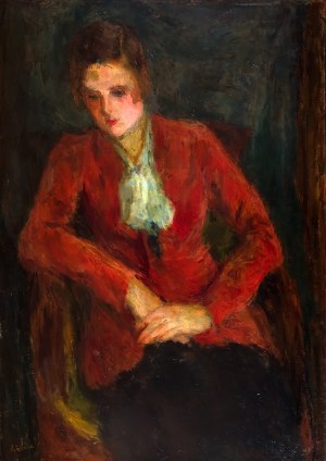 Eugeniusz Eibisch (1896 Lublin - 1987 Warszawa), Portret kobiety w czerwieni