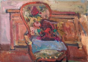 Zygmunt Schreter (1886 Łódź - 1977 Francja), Kwiaty na krześle