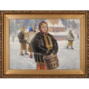 Wladyslaw JAROCKI (1879-1965), Huculi devant l'église.