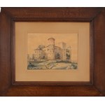 Rudolf Erazm FABIJAŃSKI (1826-1892), "Wisnicz - grazing geese in front of the castle" (1891)