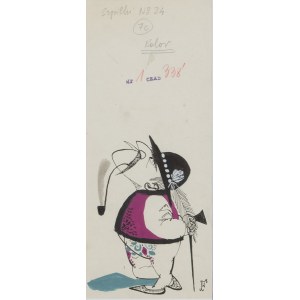 Jerzy Flisak (1930 Warsaw - 2008 Warsaw), The pensive shepherd, illustration design for Szpilek, 1950s-60s.
