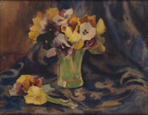 Janina Nowotnowa (1881 Tarnów - 1963 Kraków), Bratki w szklanym wazonie