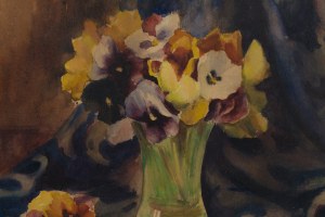 Janina Nowotnowa (1881 Tarnów - 1963 Kraków), Bratki w szklanym wazonie