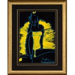 Joanna Sarapata, Intentional ballerina in yellow dress with blue line, 2025