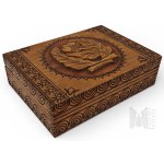 PRL Wooden Casket Decorated Oak Leaves 1989 Dedication