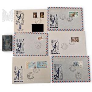 PRL Set of 6 Envelopes Plus Stamp Matrix Polish Oceanic Lines Wroclaw Australia 1985 Polish Oceanic Lines, Stamps, Philately