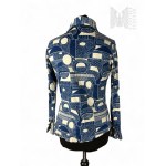 Navy Blue Vintage White Patterned Shirt