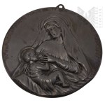 Second Polish Republic - Devotional items - Religious placard Mother of God Feeding (Antoni Tyblewski?).