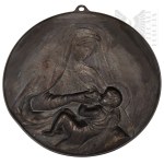 Second Polish Republic - Devotional items - Religious placard Mother of God Feeding (Antoni Tyblewski?).