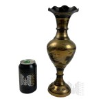 Metal Vase with Oriental Engraving