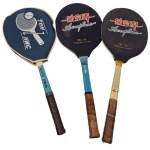 Set of 3 SERW O2-D Wooden Tennis Rackets, WESSA Łódź, Shanghai with Covers.