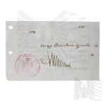 II RP Certificate for the Medal for the Polish-Bolshevik War 1918-1921 - Lodz, Końskie