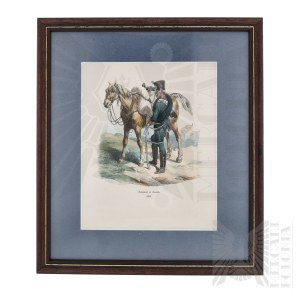 [ZAMEK LESKO] Hippolyte Bellangé XIX Wiek Litografia Szaser Konny 1812/Chasseur à Cheval 1812 - Krasickich Rodzina
