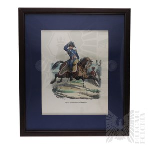 [ZAMEK LESKO] Hippolyte Bellangé XIX Wiek Litografia Officer d’Ordonnance de l’Empereur - Krasickich Rodzina