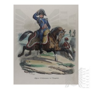 [ZAMEK LESKO] Hippolyte Bellangé XIX Wiek Litografia Officer d’Ordonnance de l’Empereur - Krasickich Rodzina