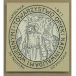 11 Fundraising stamp Society for the Care of War Invalids, Warsaw 1917, black and white print,