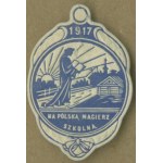 16 Fundraising Stamp For Polish Educational Society 1917, blue and white printed, embossed