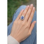 Art deco style ring with sapphires and diamonds, 20th century.