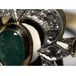 Ring with green gemstone and diamonds, 20th century.