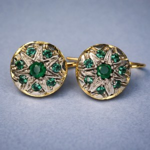 Pendant earrings with emeralds, late 19th century.