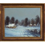 Wiktor Korecki (1890 Kamieniec Podolski - 1980 Milanówek), Winter landscape with cottages