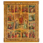 Icon, Resurrection of Christ and the Twelve Orthodox Feasts (Prazdnik), Russia, second half of the 19th century.