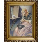 Józefa Maria JÓZEFOWICZ (1900), STARUSZKA OBIERAJĄCA ZIEMNIAKA