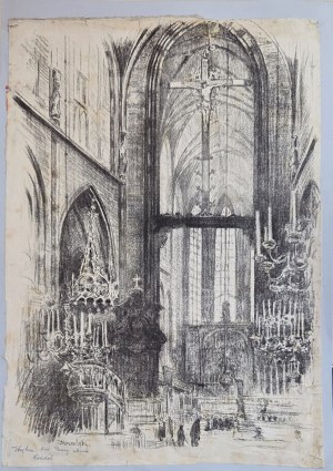 Leon Kowalski (1870-1937), Wnętrze kościoła Marii Panny, Kraków
