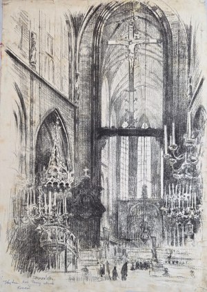 Leon Kowalski (1870-1937), Wnętrze kościoła Marii Panny, Kraków